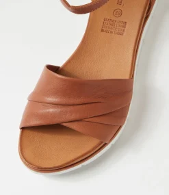 Women DIANA FERRARI Flats|Sandals-Elotte Tan Leather Sandals