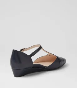 Women SUPERSOFT Comfort|Wedges-Ember Navy Leather Patent Flat Shoes