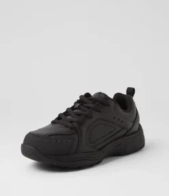 LYNX Sport School Shoes|Junior School Shoes-Emit Jnr D Lace Black Leather Sneakers