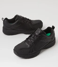 LYNX Sport School Shoes|Senior School Shoes-Emit Snr Slim Lace Black Leather Sneakers