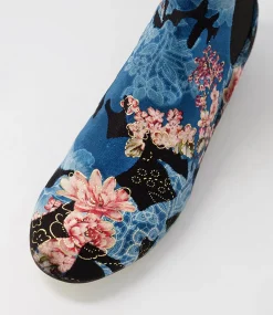 Women I LOVE BILLY Boots-Endale Blue Floral Multi Velvet Chelsea Boots