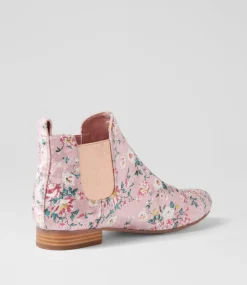 Women I LOVE BILLY Boots-ENDALE IL PINK FLORAL VELVET
