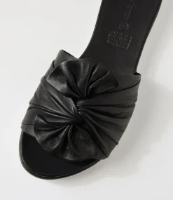 Women DIANA FERRARI Slides|Flats-Eronda Black White Leather Slides