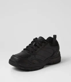 LYNX Sport School Shoes|Junior School Shoes-Erupt Jnr E Lace Black Leather Sneakers