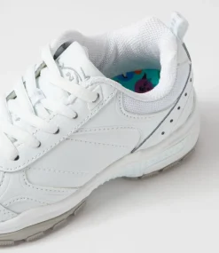 LYNX Sport School Shoes|Junior School Shoes-Erupt Jnr E Lace White Leather Sneakers