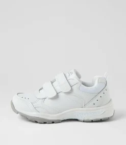 LYNX Sport School Shoes|Junior School Shoes-Erupt Jnr E Vel Ws White Leather Sneakers