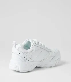 LYNX Sport School Shoes|Junior School Shoes-Erupt Jnr Slim Lace White Leather Sneakers