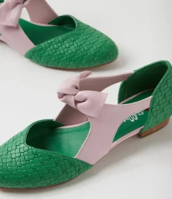 Women I LOVE BILLY Flats-Estella Green Weave Lilac Emboss Flat Shoes