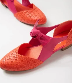 Women I LOVE BILLY Flats-Estella Orange Weave Raspberry Emboss Flat Shoes