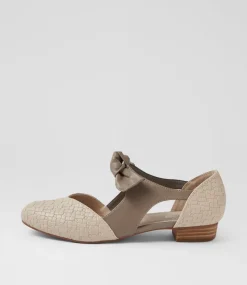 Women I LOVE BILLY Flats-Estella Putty Taupe Embossed Flat Shoes