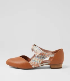 Women I LOVE BILLY Flats-Estella Tan Hatch Flat Shoes
