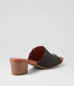 Women DIANA FERRARI Heels|Sandals-Etelle Black Leather Sandals