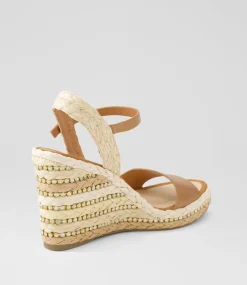 Women TOP END Espadrilles|Wedges-Etroya Tan Natural Multi Leather Sandals