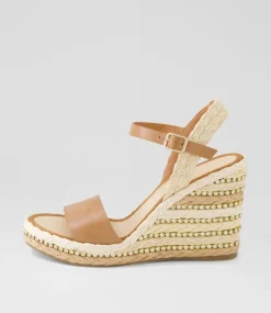 Women TOP END Espadrilles|Wedges-Etroya Tan Natural Multi Leather Sandals