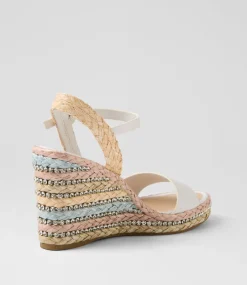 Women TOP END Espadrilles|Wedges-Etroya White Pastel Multi Leather Sandals