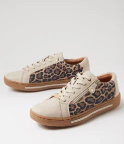 Women SUPERSOFT Comfort|Sneakers-Evone Almond Tan Leopard Leather Suede Sneakers
