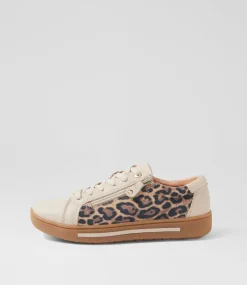Women SUPERSOFT Comfort|Sneakers-Evone Almond Tan Leopard Leather Suede Sneakers