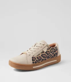 Women SUPERSOFT Comfort|Sneakers-Evone Almond Tan Leopard Leather Suede Sneakers