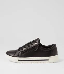 Women SUPERSOFT Comfort|Sneakers-Evone Black Leather Sneakers