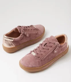 Women SUPERSOFT Comfort|Sneakers-Evone Dark Mauve Rose Gold Suede Leather Sneakers