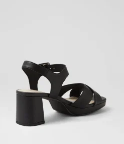 Women SUPERSOFT Comfort|Heels-Fabi Black Leather Sandals