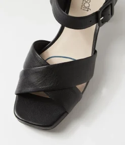 Women SUPERSOFT Comfort|Heels-Fabi Black Leather Sandals