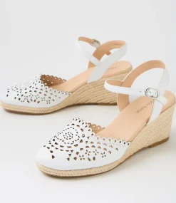 Women DIANA FERRARI Espadrilles|Wedges-Fabi White Leather Wedges
