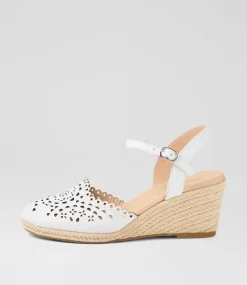 Women DIANA FERRARI Espadrilles|Wedges-Fabi White Leather Wedges