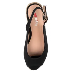 Women I LOVE BILLY Espadrilles|Heels-FABIANA BLACK NUBUCK PU