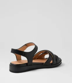 Women SUPERSOFT Comfort|Flats-Fabrice Black Leather Sandals