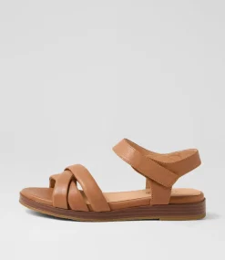 Women SUPERSOFT Comfort|Flats-Fabrice Dark Tan Leather Sandals