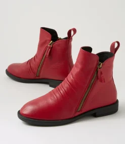 Women DIANA FERRARI Boots-Fadei Dark Red Leather Ankle Boots