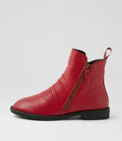Women DIANA FERRARI Boots-Fadei Dark Red Leather Ankle Boots
