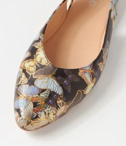 Women TOP END Flats-Fairy Black Butterfly Leather Flat Shoes