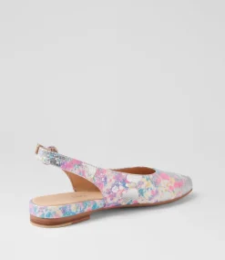 Women TOP END Flats-Fairy Silver Pink Print Leather Flat Shoes
