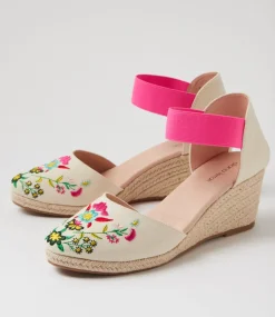 Women DIANA FERRARI Espadrilles|Wedges-Falecia Natural Multi Fabric Elastic Wedges