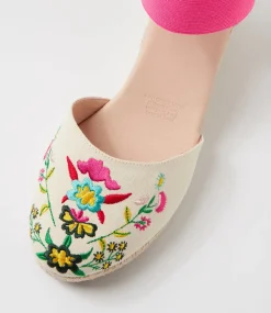 Women DIANA FERRARI Espadrilles|Wedges-Falecia Natural Multi Fabric Elastic Wedges