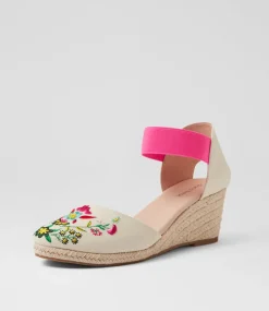 Women DIANA FERRARI Espadrilles|Wedges-Falecia Natural Multi Fabric Elastic Wedges