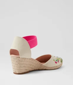 Women DIANA FERRARI Espadrilles|Wedges-Falecia Natural Multi Fabric Elastic Wedges