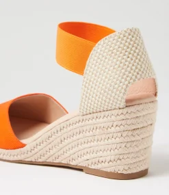 Women DIANA FERRARI Espadrilles|Wedges-Falecia Orange Canvas Elastic Wedges