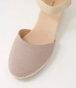 Women DIANA FERRARI Espadrilles|Wedges-Falecia Taupe Canvas Elastic Wedges