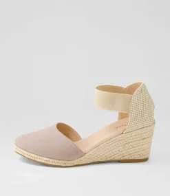 Women DIANA FERRARI Espadrilles|Wedges-Falecia Taupe Canvas Elastic Wedges