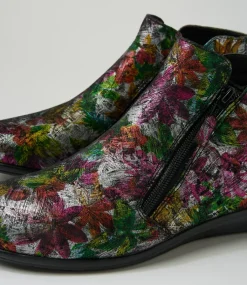 Women SUPERSOFT Boots|Comfort-Fallenn Black Painted Floral Leather Ankle Boots