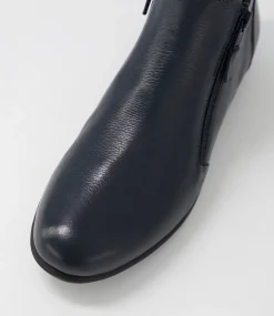 Women SUPERSOFT Comfort|Boots-Fallenn Navy Leather Ankle Boots