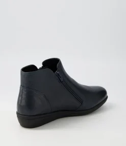 Women SUPERSOFT Comfort|Boots-Fallenn Navy Leather Ankle Boots