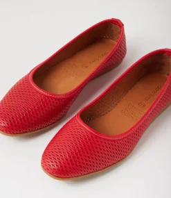 Women DIANA FERRARI Flats-Fallon Red Leather Flat Shoes