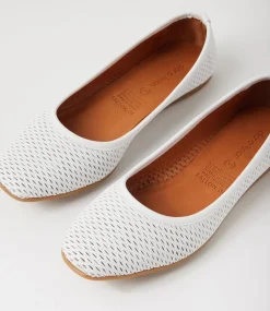 Women DIANA FERRARI Flats-Fallon White Leather Flat Shoes