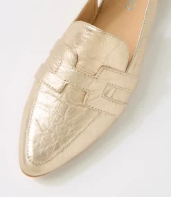 Women TOP END Loafers|Flats-Falti Champagne Crush Leather Loafers