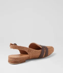 Women TOP END Loafers|Flats-Faltis Tan Choc Fabric Loafers