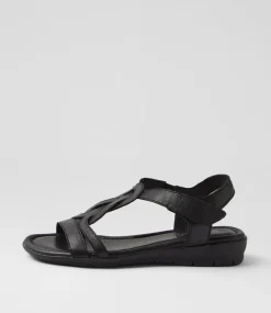 Women SUPERSOFT Comfort|Flats-Famie Black Leather Sandals